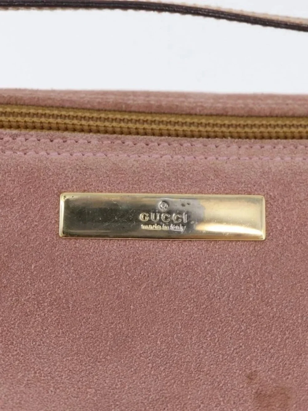 GUCCI Accessory Pouch Suede Pink Gold 039 1103 Auth BAZ567
